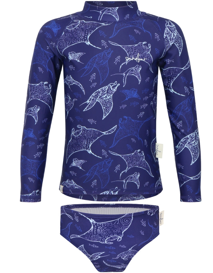 Rash Guard Bikini Set Ocean Manta, additional view. UPF50 rash guard.