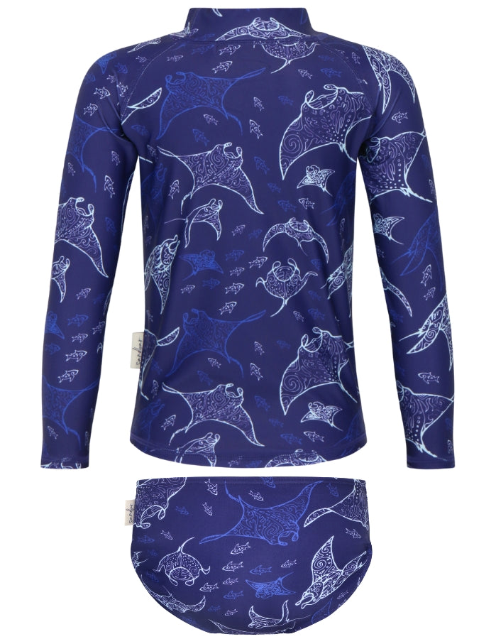 Rash Guard Bikini Set Ocean Manta, additional view. UPF50 rash guard.