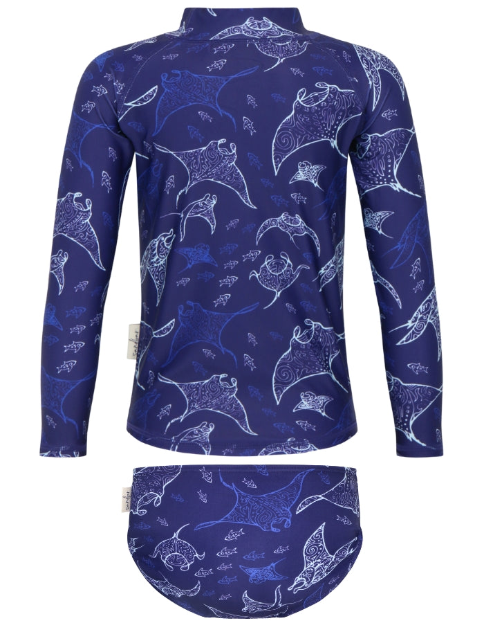 Rash Guard Bikini Set Ocean Manta, additional view. UPF50 rash guard.