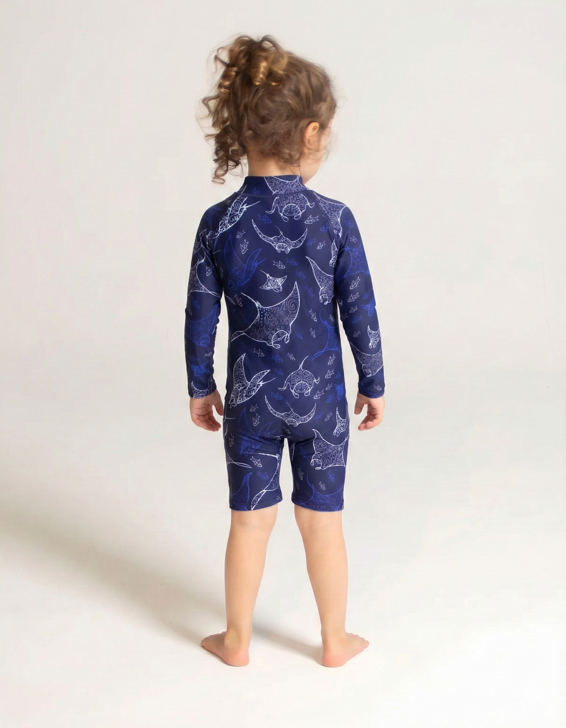 Ocean Manta Kids Body Suit, back view. Sustainable kids swimwear.