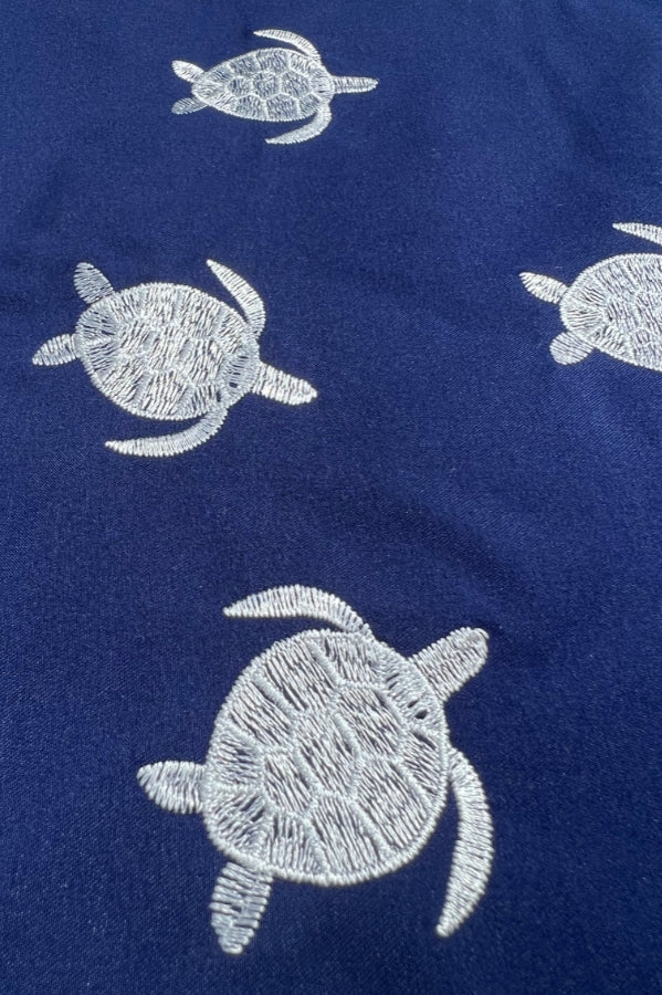 Father & Son Swim Shorts Embroidered Turtle, back view. Father and son matching swim shorts.