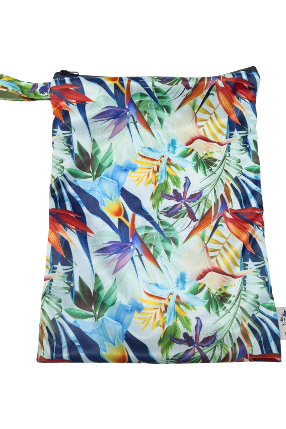Bird of Paradise Wet/Dry Bag, front view. Reusable beach bag.