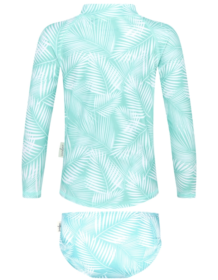 Rash Guard Bikini Set Green Fern, additional view. UPF50 rash guard.