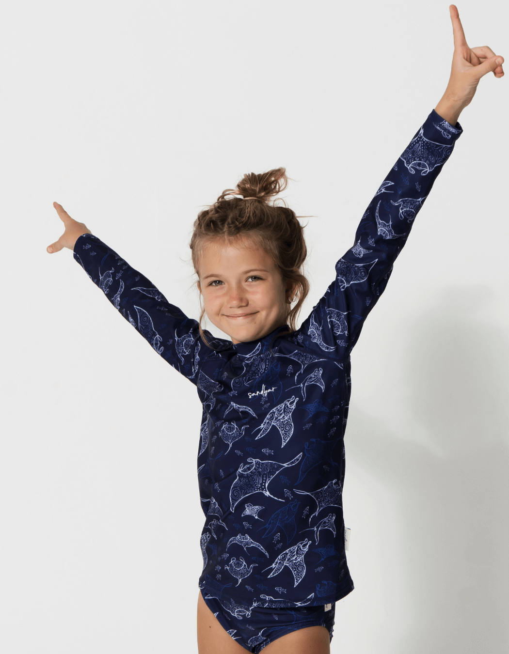 Rash Guard Bikini Set Ocean Manta, additional view. UPF50 rash guard.