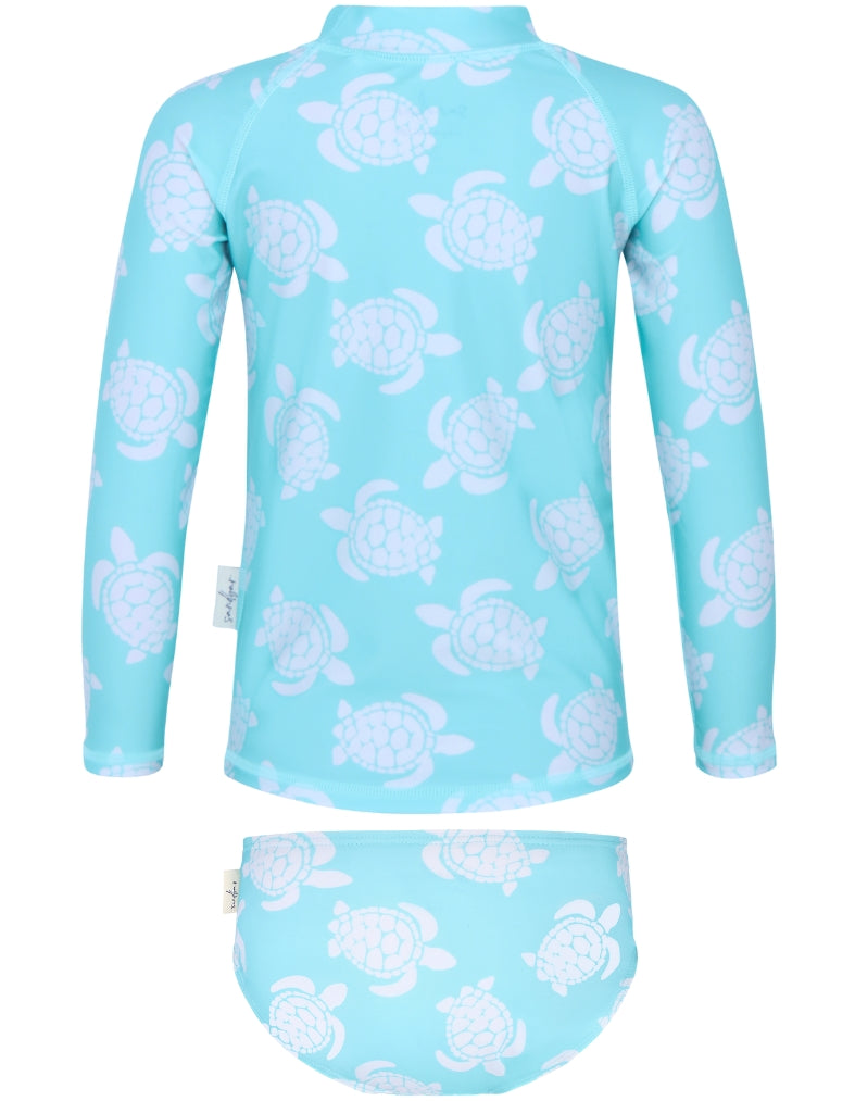 Rash Guard Bikini Set Maldives Blue Turtle, additional view. UPF50 rash guard.