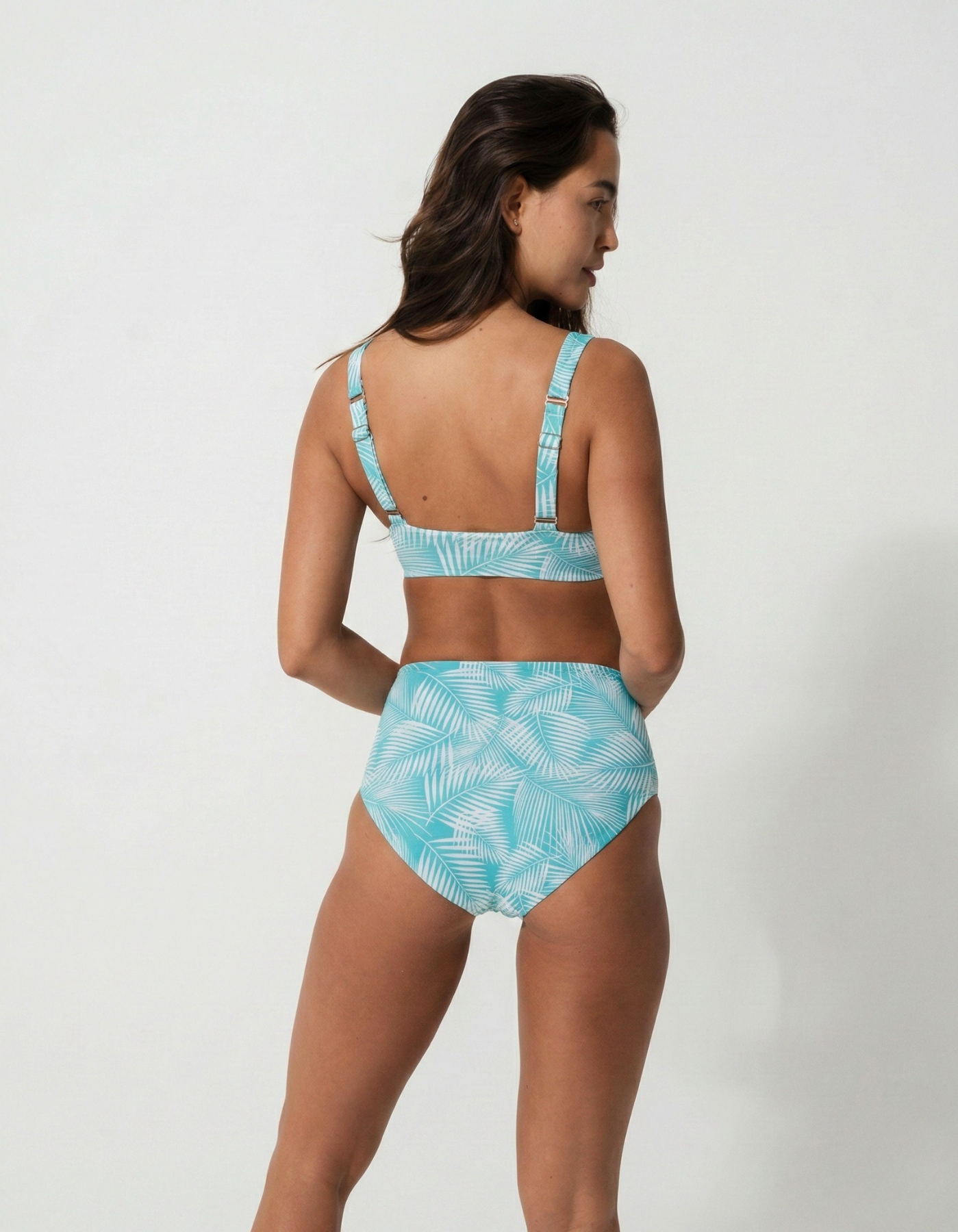 Green Fern Womens Tank Bikini Top, additional view. Sustainable womens swimwear.