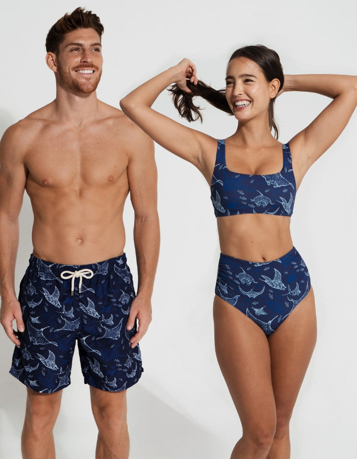 His & Hers Ocean Manta, front view. Family matching swimwear.