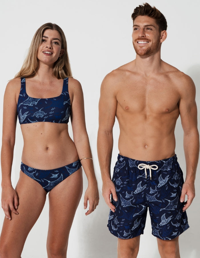 His & Hers Ocean Manta, back view. Family matching swimwear.