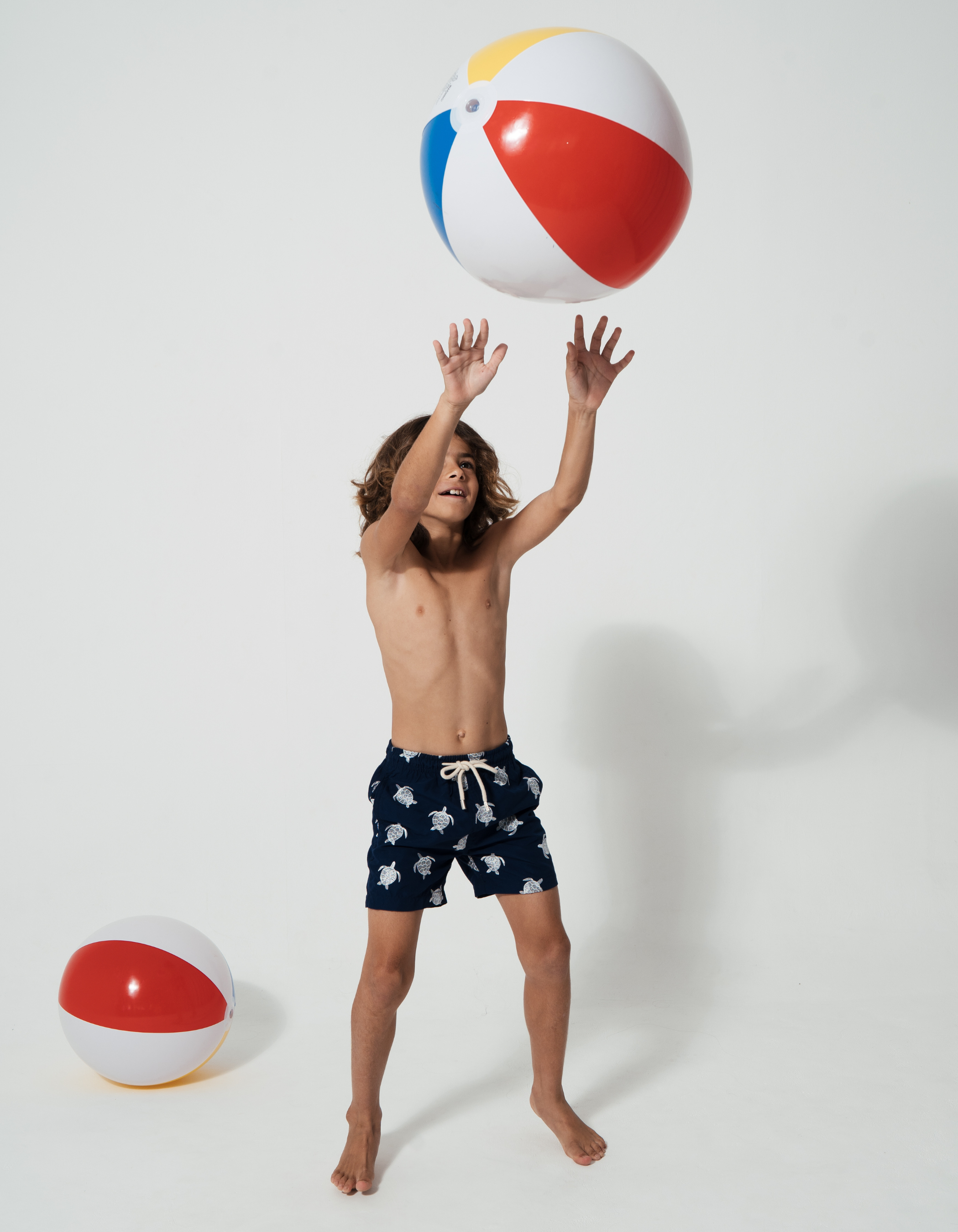 Embroidered Turtle Boys Swim Shorts, additional view. Embroidered kids swim shorts.