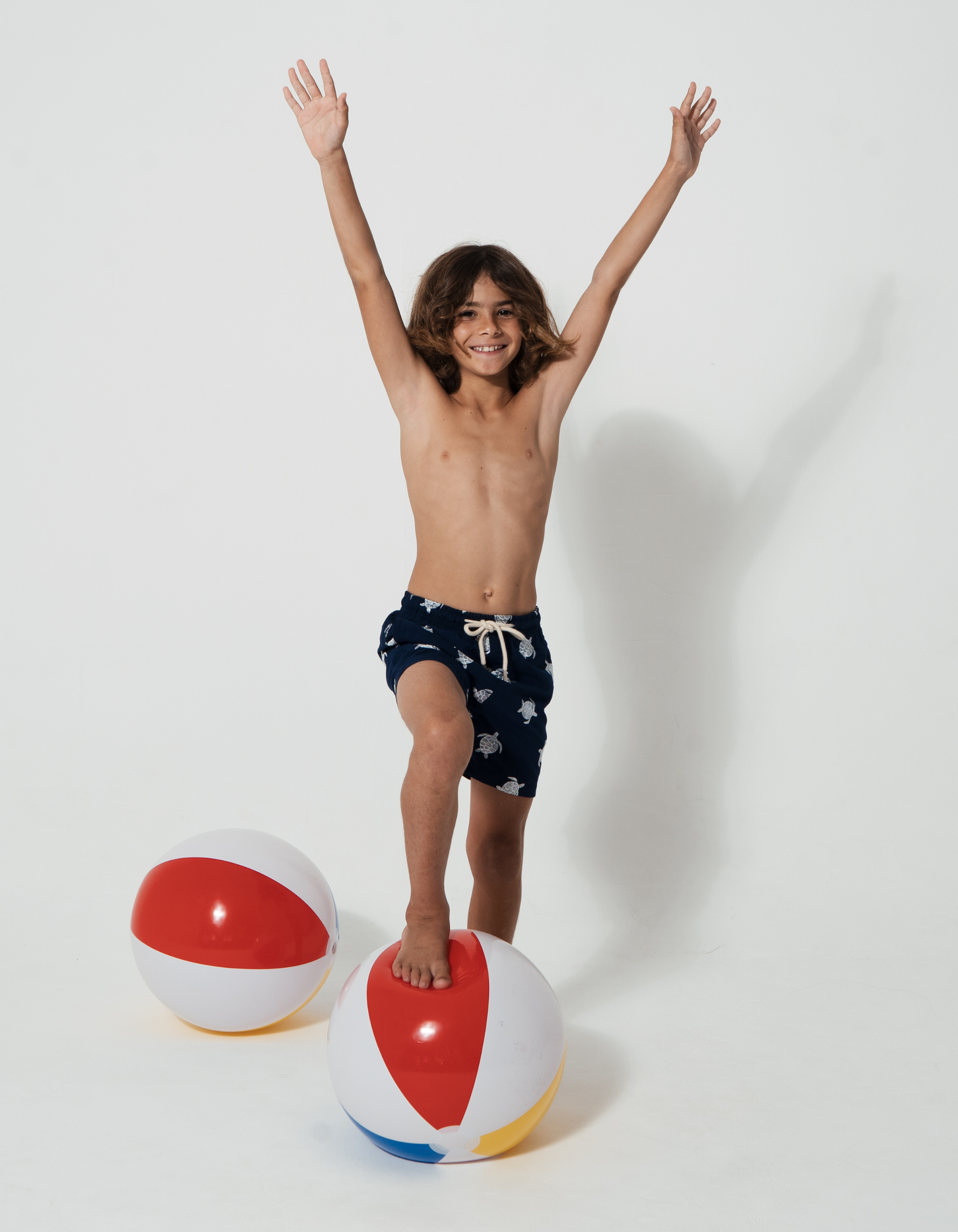 Embroidered Turtle Boys Swim Shorts, additional view. Embroidered kids swim shorts.