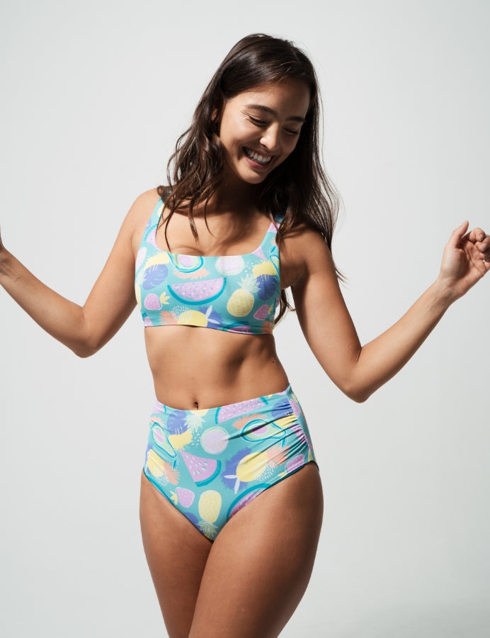 High Waist Tropicana Bikini Bottoms, front view.
