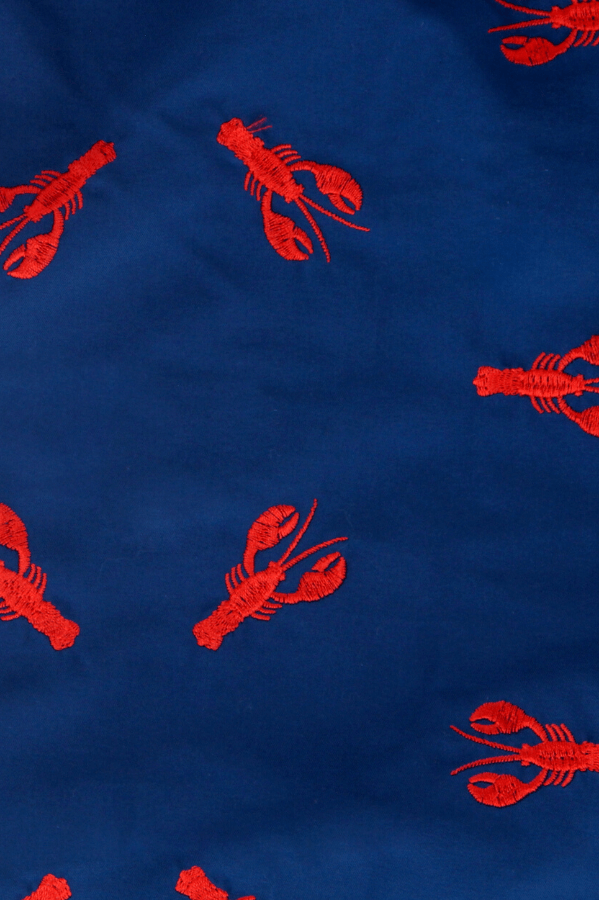 Father & Son Swim Shorts Embroidered Lobster, back view. Father and son matching swim shorts.