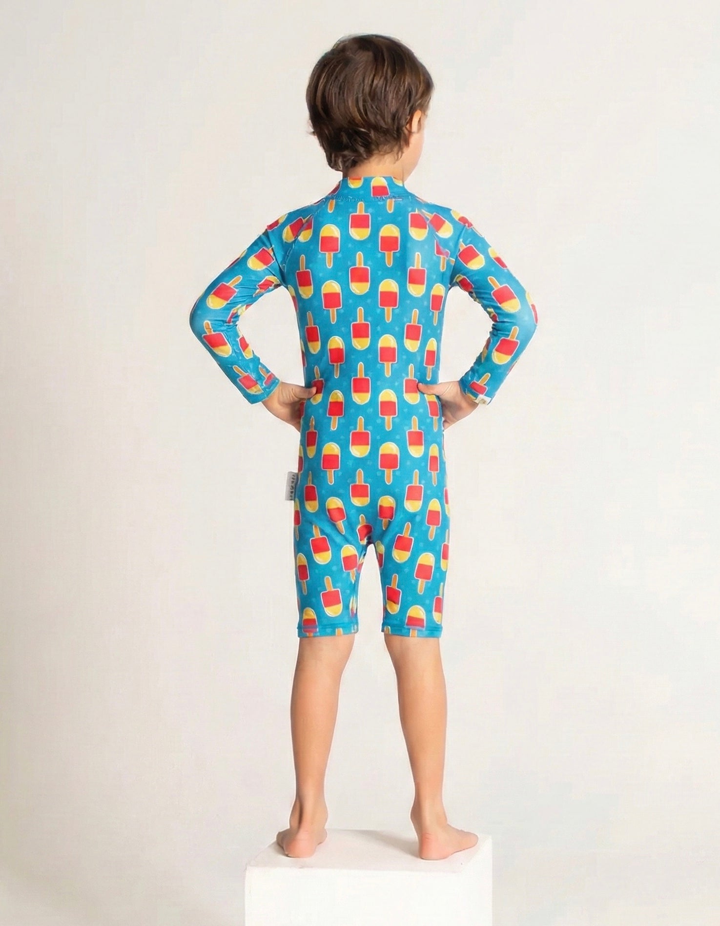 Ice Lolly Kids Body Suit, back view. Sustainable kids swimwear.
