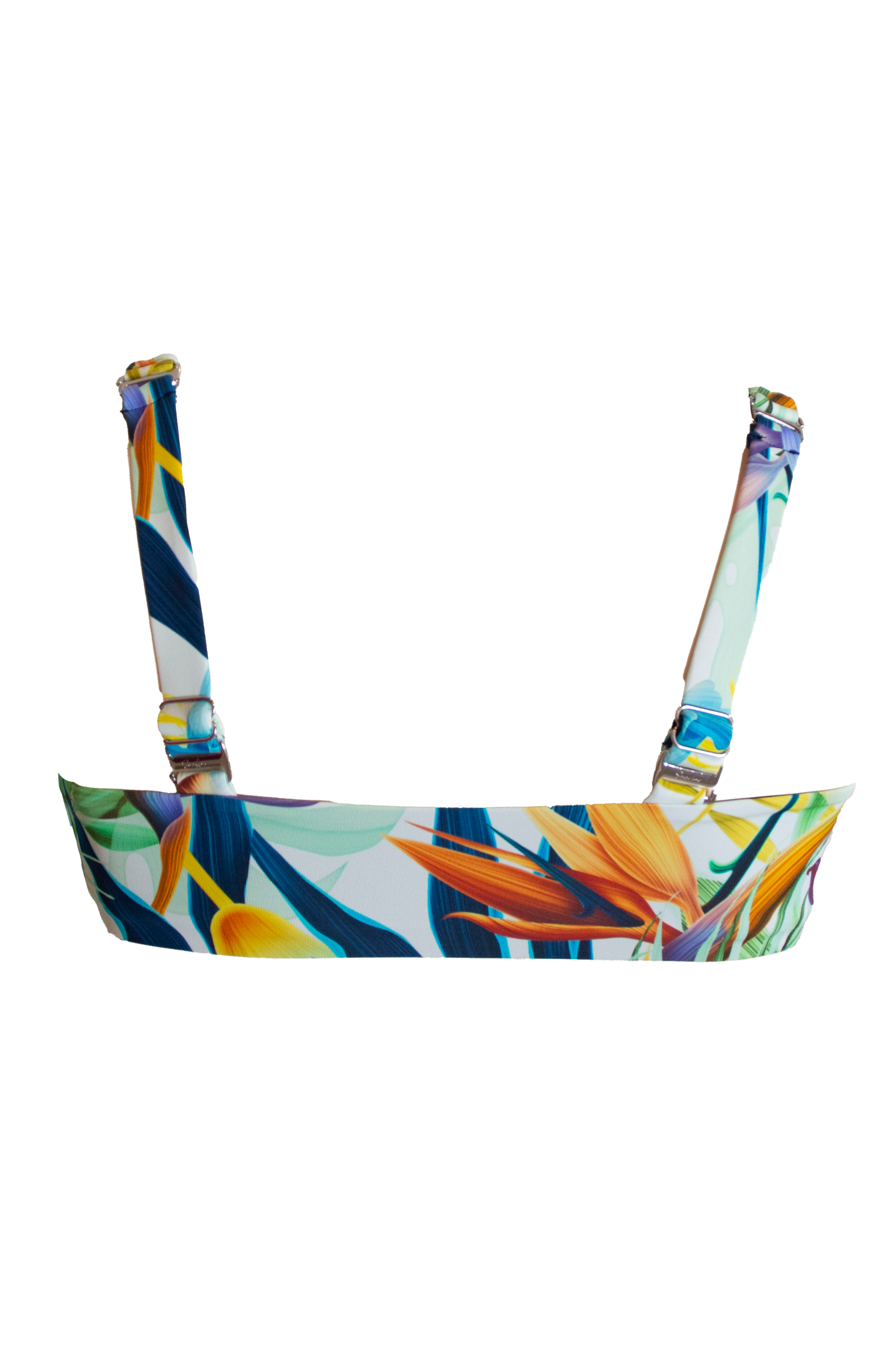 Bird of Paradise Womens Tank Bikini Top, back view. Sustainable womens swimwear.