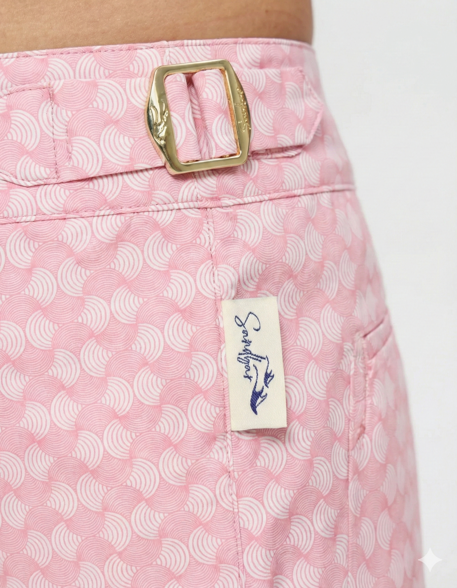 Coral Echo Mens Tailored Swim Shorts, back view. Tailored mens swim shorts.