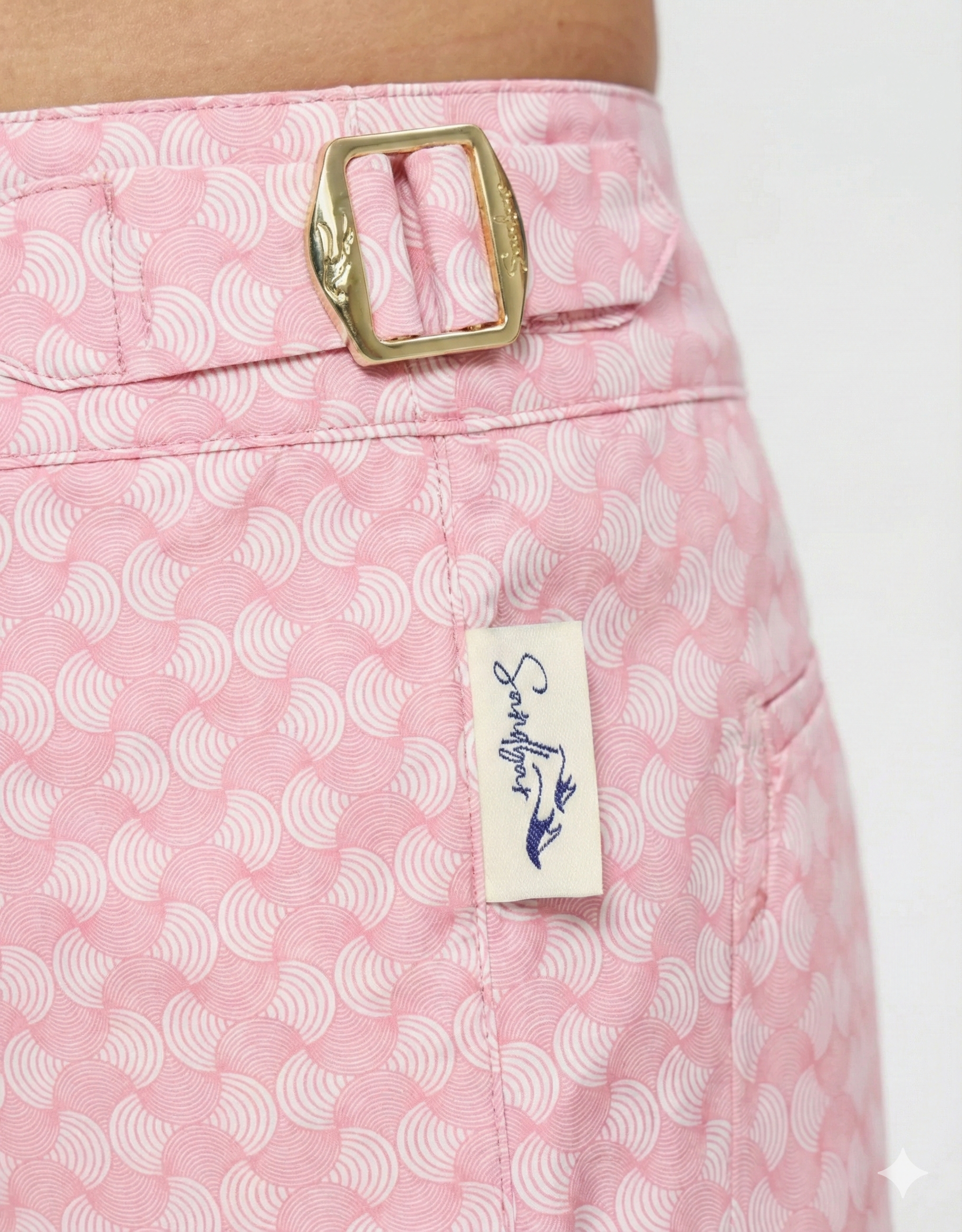 Coral Echo Mens Tailored Swim Shorts, back view. Tailored mens swim shorts.