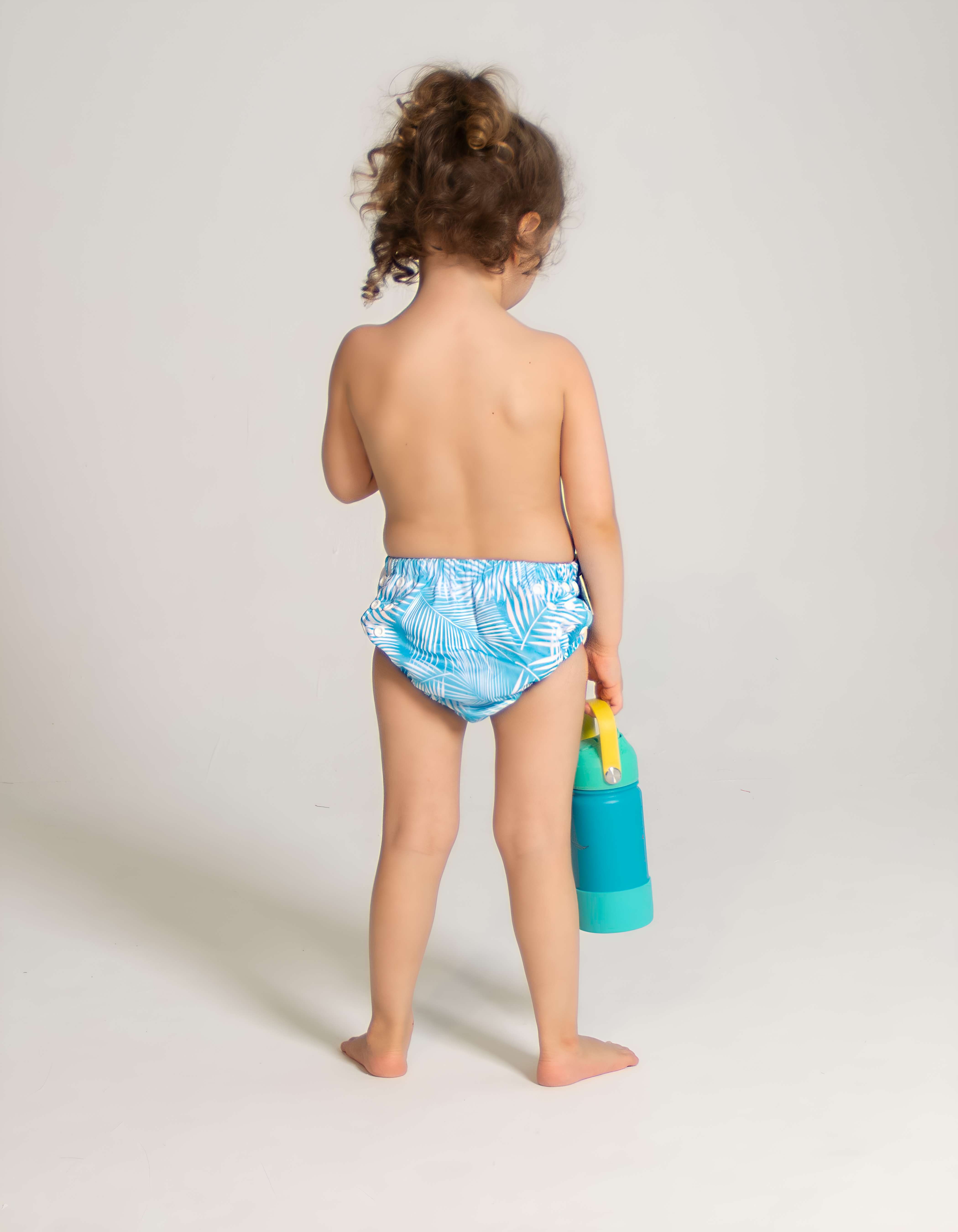 Green Fern Reusable Swim Diaper, back view. Reusable swim diaper.