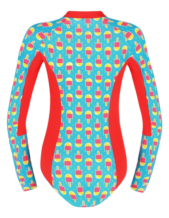 Ice Lolly Womens Surf Suit, lifestyle shot. Sustainable womens swimwear.