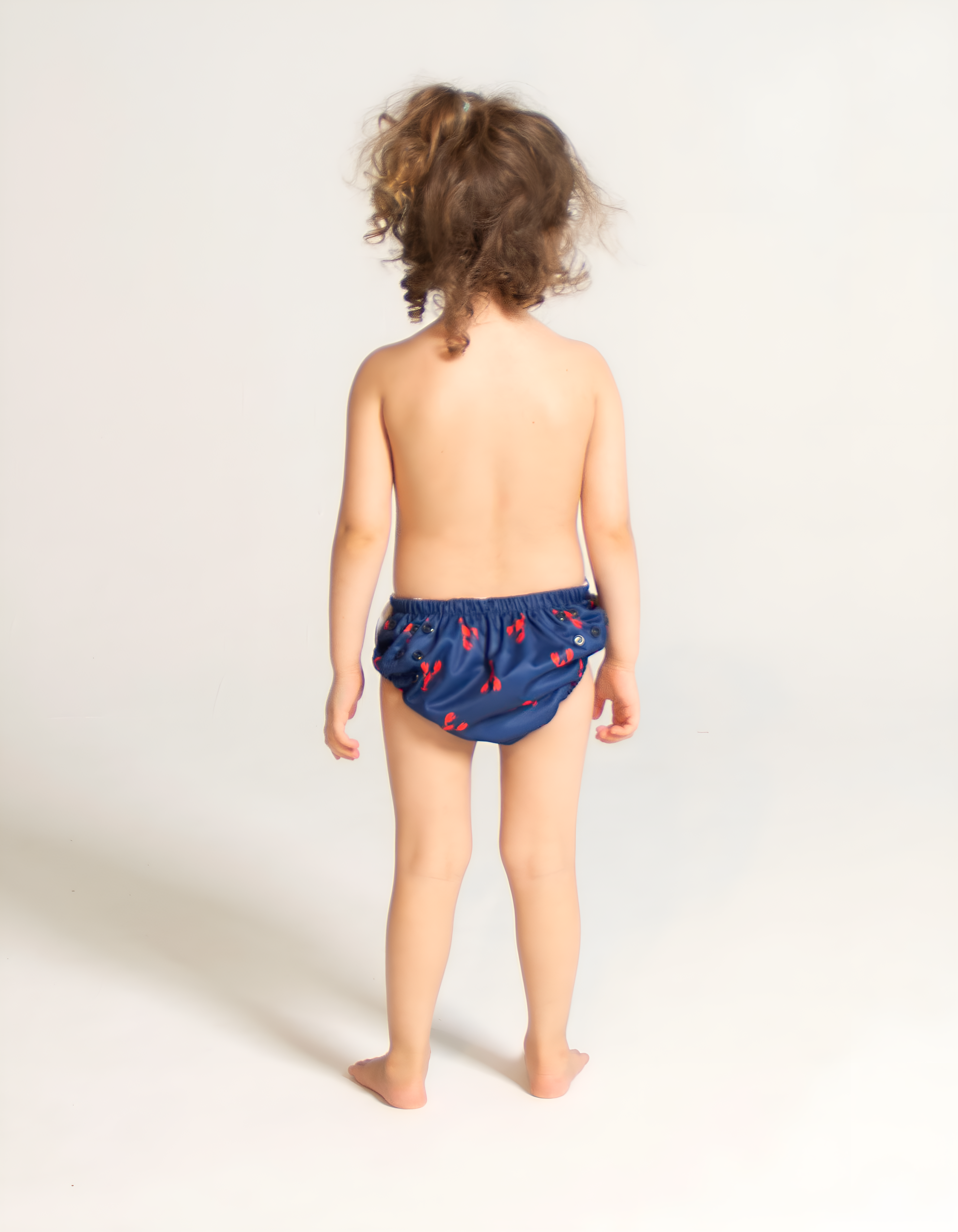 Red Lobster Reusable Swim Diaper, back view. Reusable swim diaper.