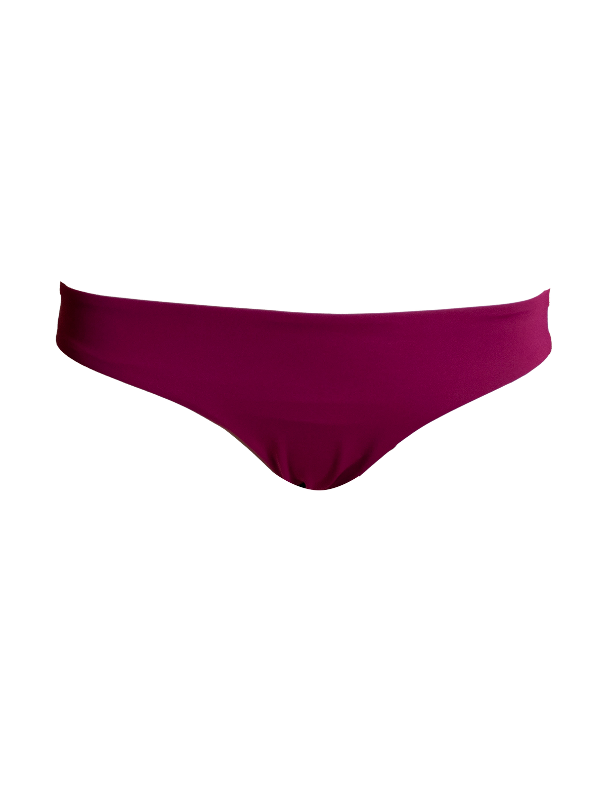 Low Waist Plum Womens Bikini Bottoms, front view. Sustainable womens swimwear.