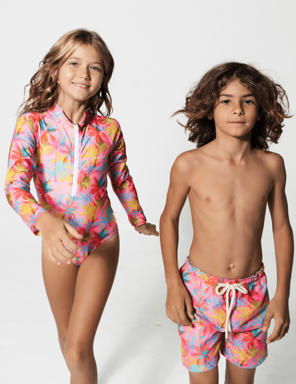 Mid Waist Pink Palm Womens Bikini Bottoms, additional view. Sustainable womens swimwear.