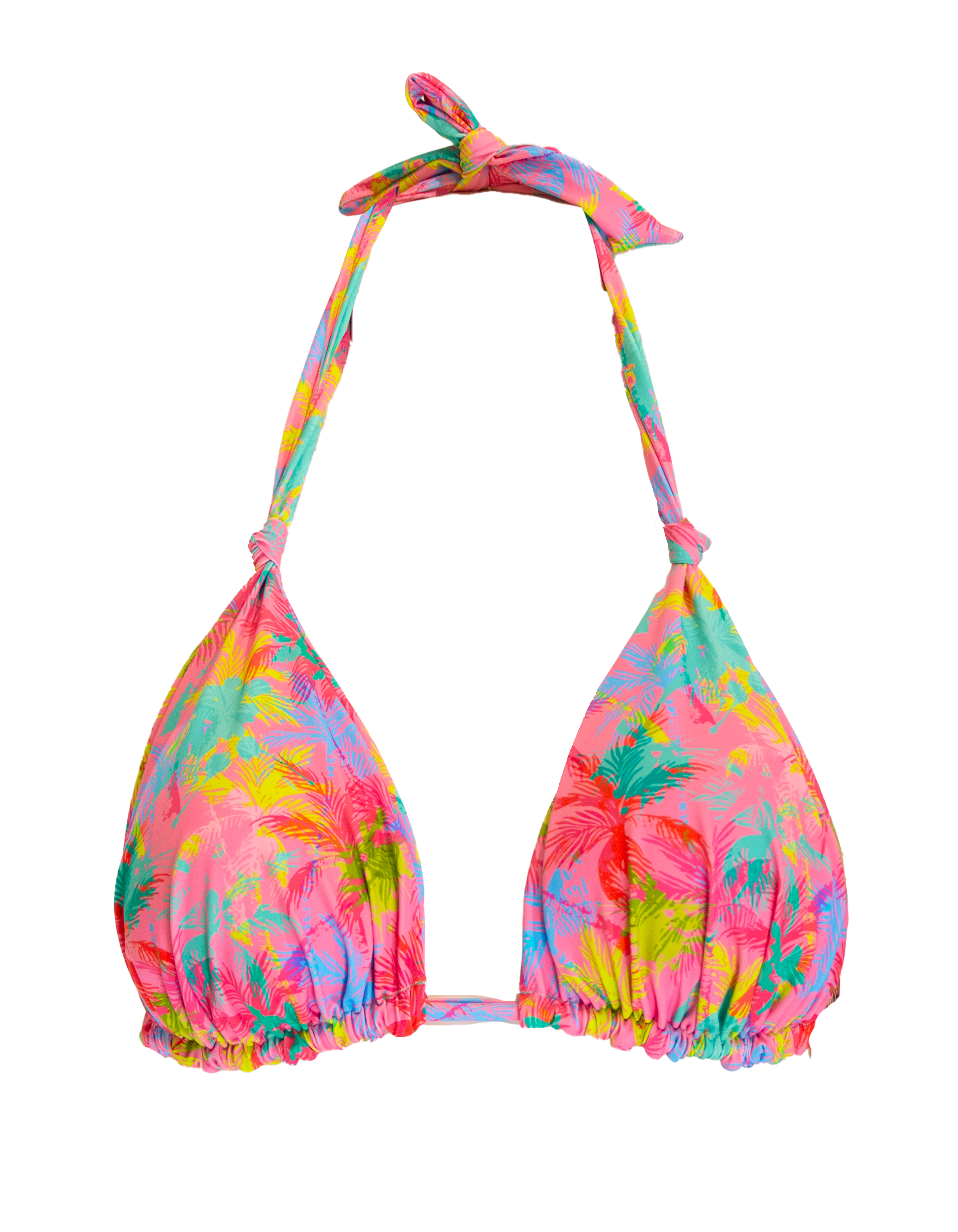 Pink Palm Womens Triangle Bikini Top, additional view. Sustainable womens swimwear.