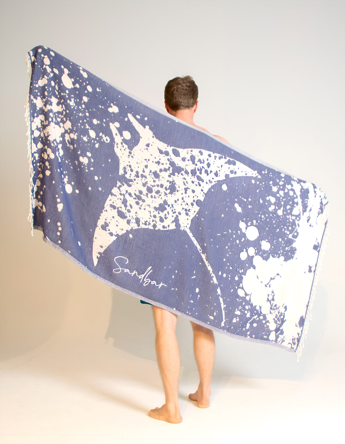 Plum Manta Turkish Cotton Beach Towel, front view. Sustainable beach towel.