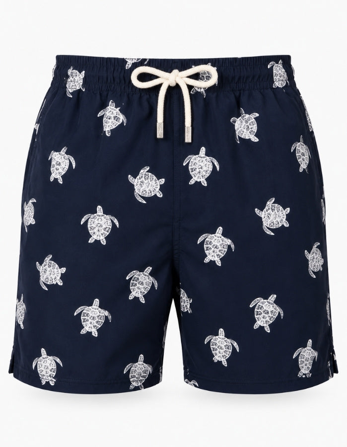 Sandbar-Swimwear-Ghost-Manequin-embroidered-turtle-mens-swim-shorts front view premium