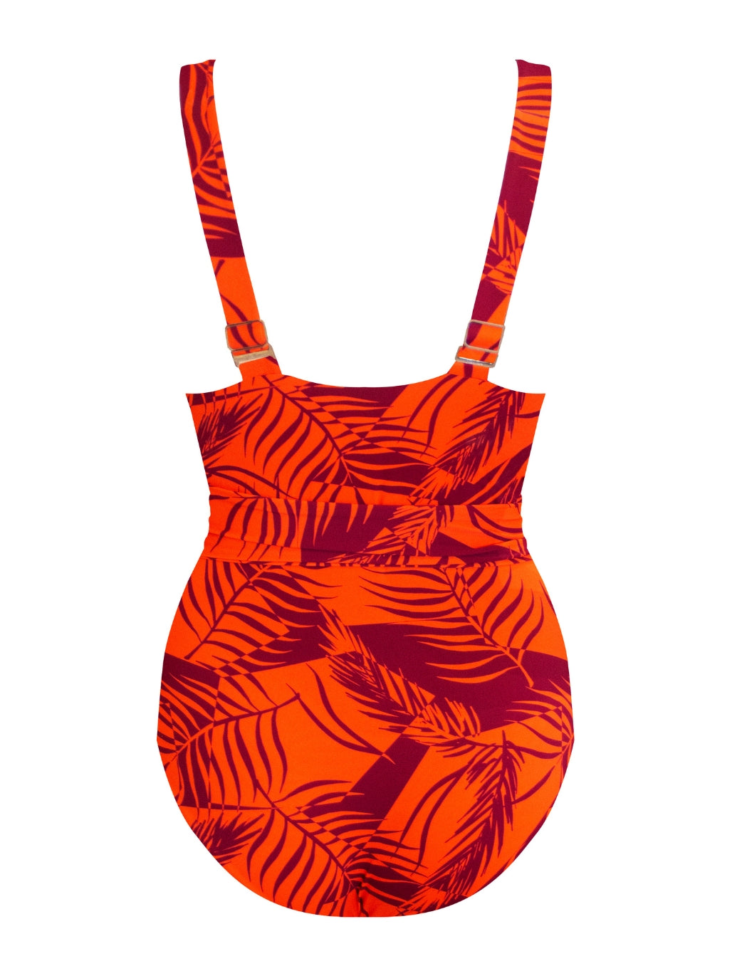 Sunset Palm Womens One Piece Wrap Swim Suit, additional view. Sustainable womens swimwear.