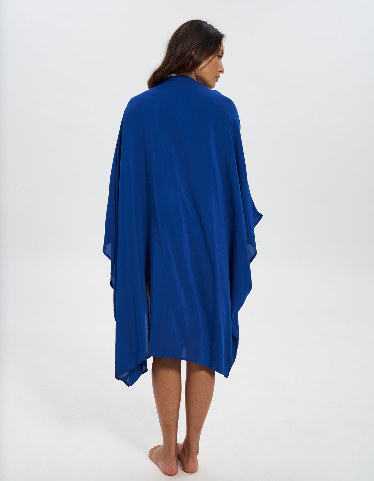 Navy Womens Caftan, back view. Beach sarong.