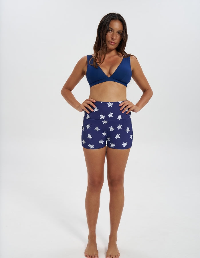 Midnight Blue Plunge Bikini Top, back view.