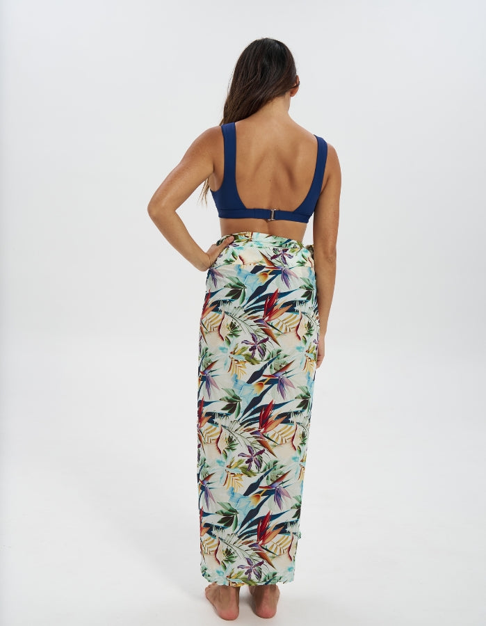 Midnight Blue Plunge Bikini Top, back view.