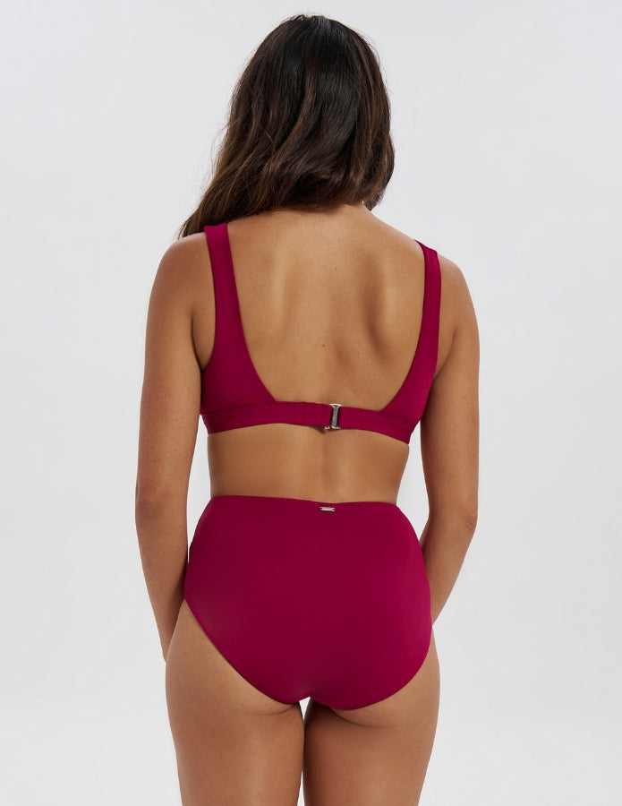 Plum Plunge Bikini Top, back view.