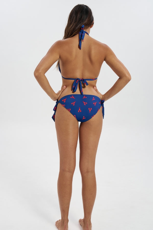 Red Lobster Womens Triangle Bikini Top, back view. Sustainable womens swimwear.