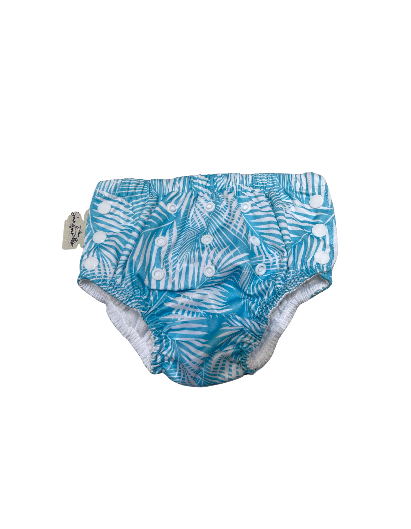 Green Fern Reusable Swim Diaper, print detail. Reusable swim diaper.