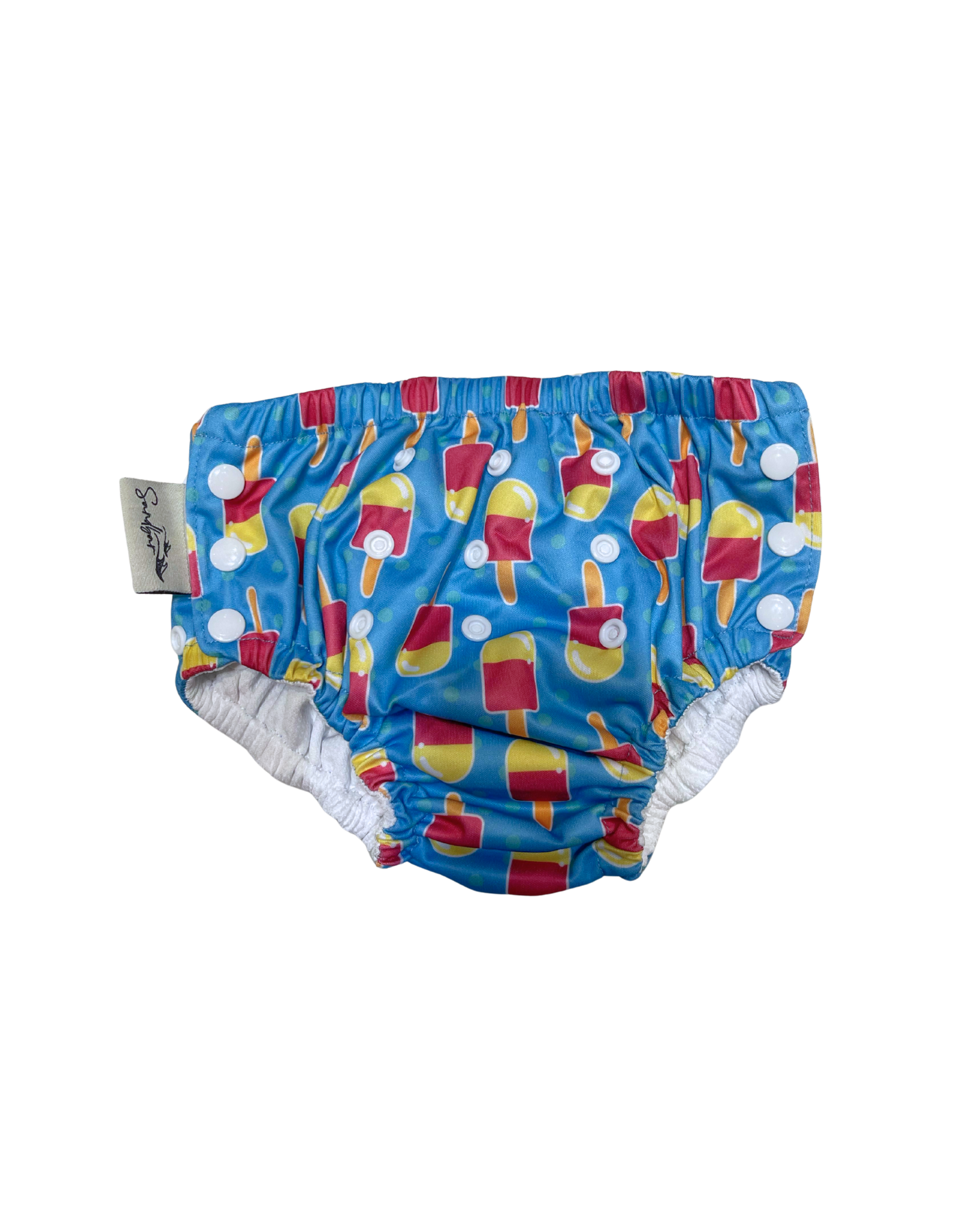 Ice Lolly Reusable Swim Diaper, print detail. Reusable swim diaper.