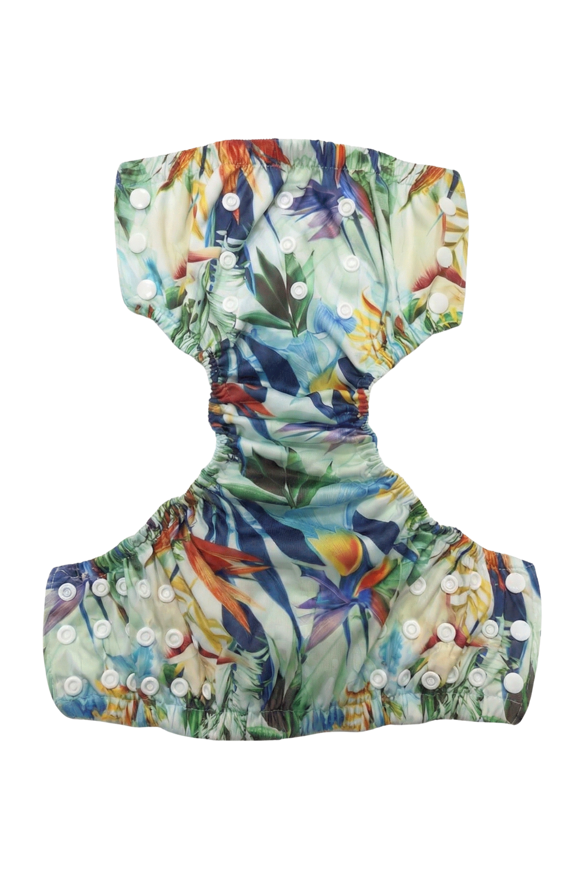 Bird of Paradise Reusable Swim Diaper, print detail. Reusable swim diaper.