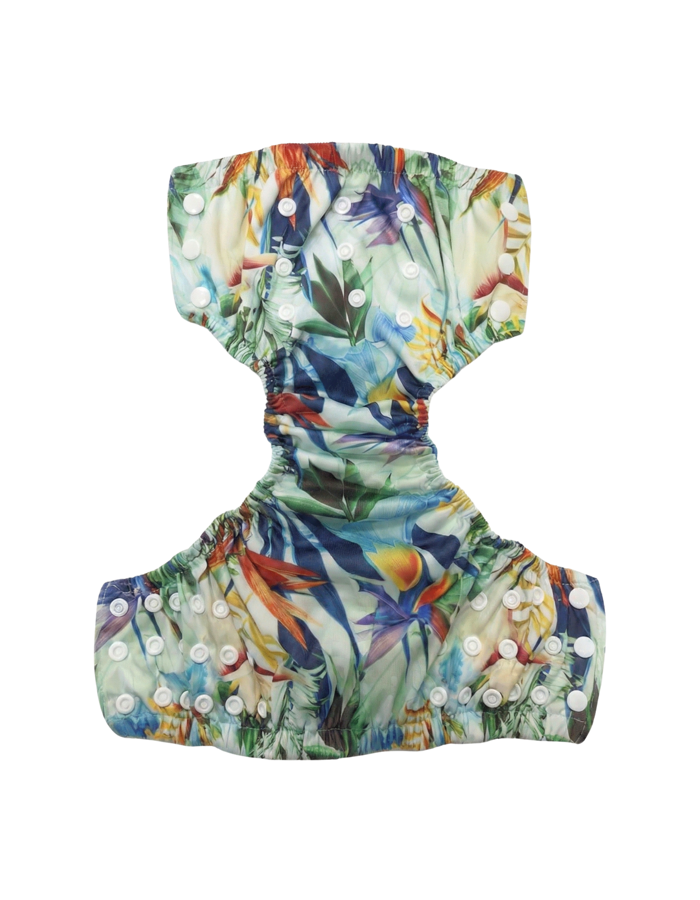 Bird of Paradise Reusable Swim Diaper, print detail. Reusable swim diaper.