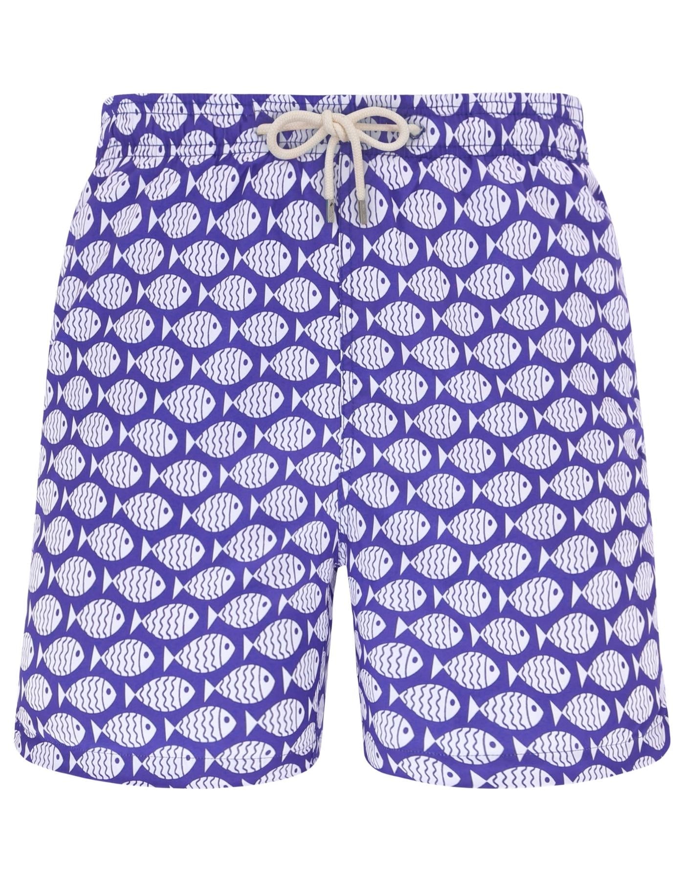 Blue Fish Mens Swim Shorts, additional view. Sustainable mens swimwear.