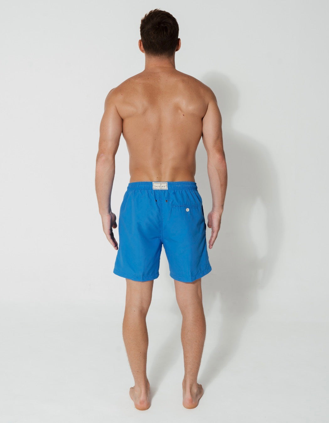 Coastal Blue Mens Swim Shorts, additional view. Sustainable mens swimwear.