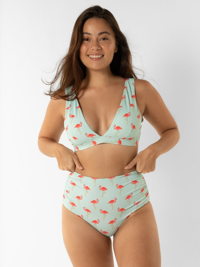 Sandbar_swimwear_Womens_plunge_bikini top_pink_flamingo