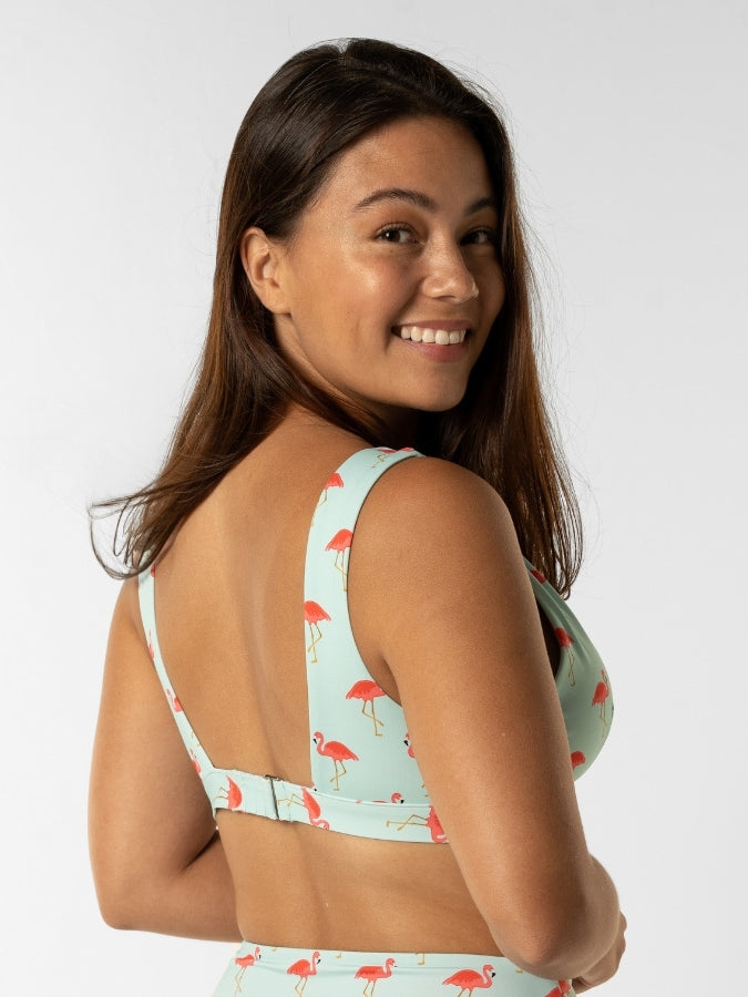 Sandbar_swimwear_Womens_plunge_bikini top_pink_flamingo