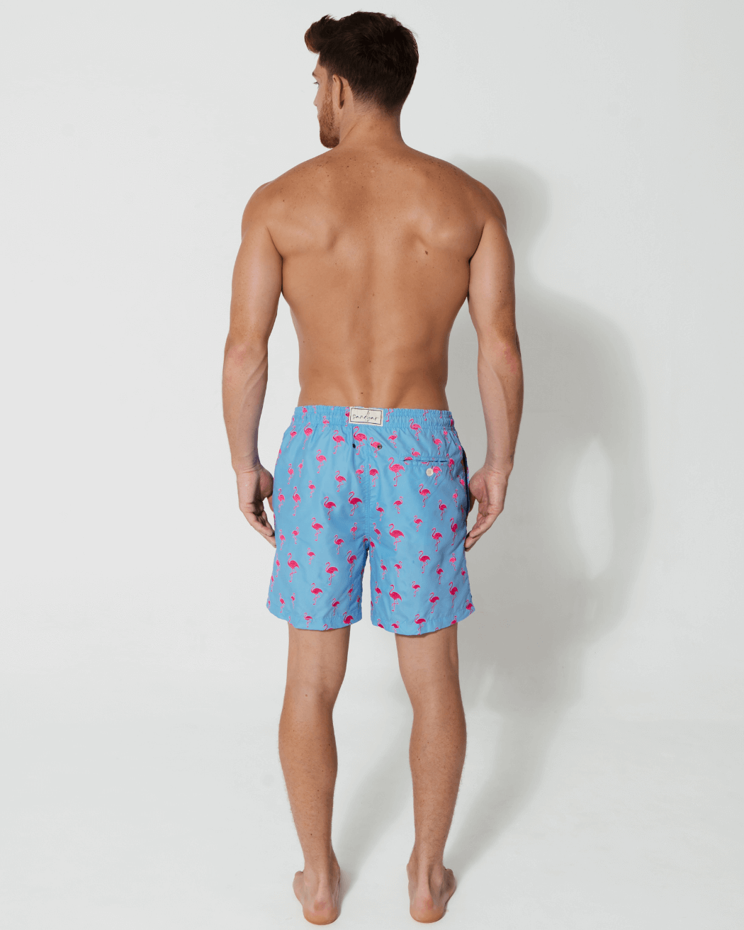 Sandbar_father_and_son_swim_shorts_embroidered_flamingo