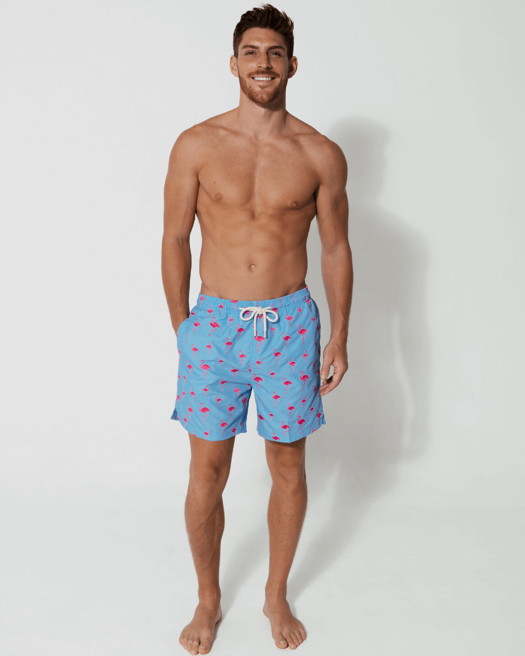 Sandbar_father_and_son_swim_shorts_embroidered_flamingo