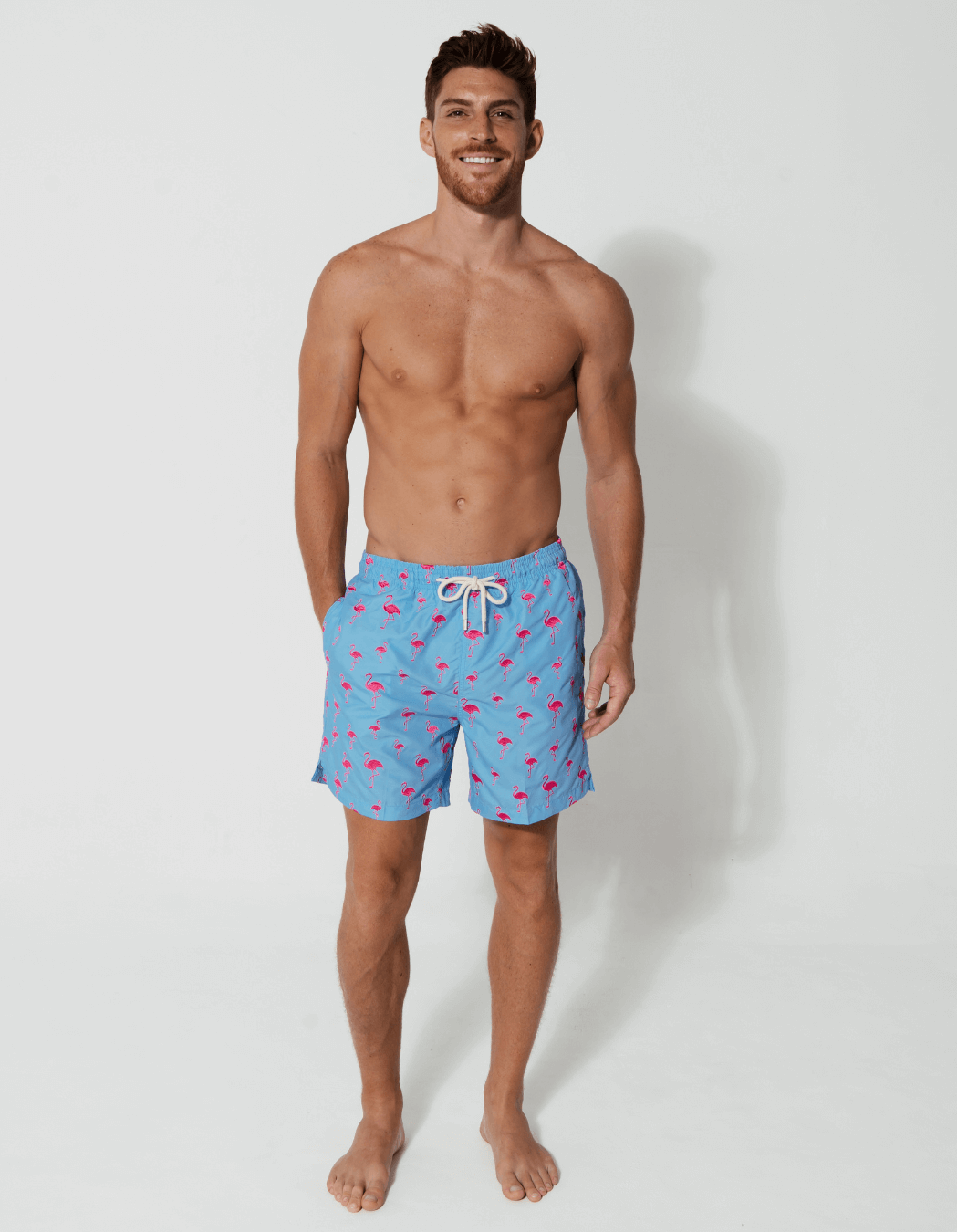 Sandbar_father_and_son_swim_shorts_embroidered_flamingo