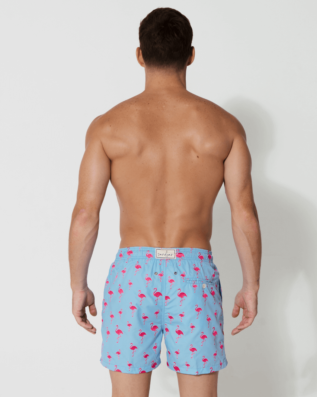 Sandbar_father_and_son_swim_shorts_embroidered_flamingo
