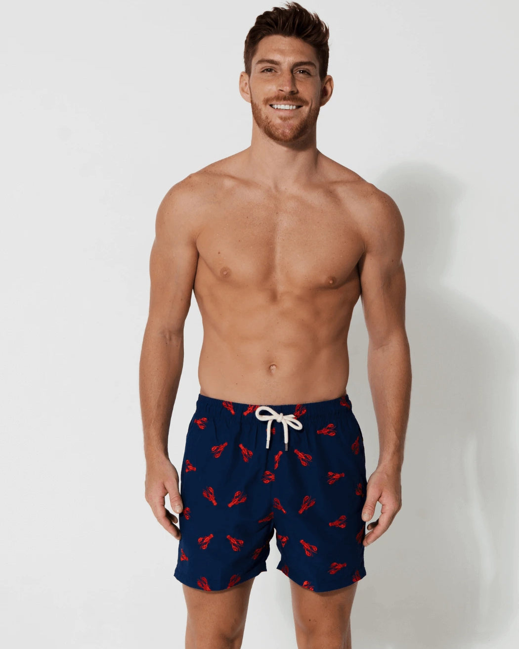 Men's Swimwear | Embroidered Red Lobster Swim Shorts