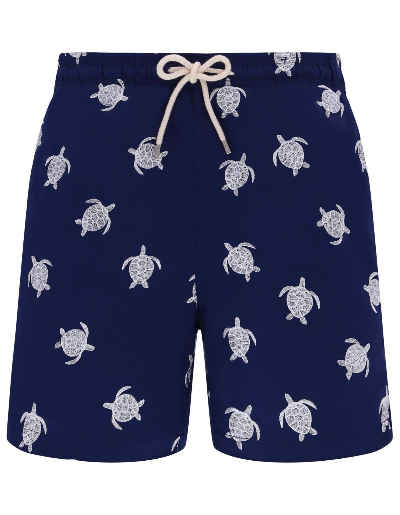 Embroidered Turtle Mens Swim Shorts, additional view. Embroidered mens swim shorts.