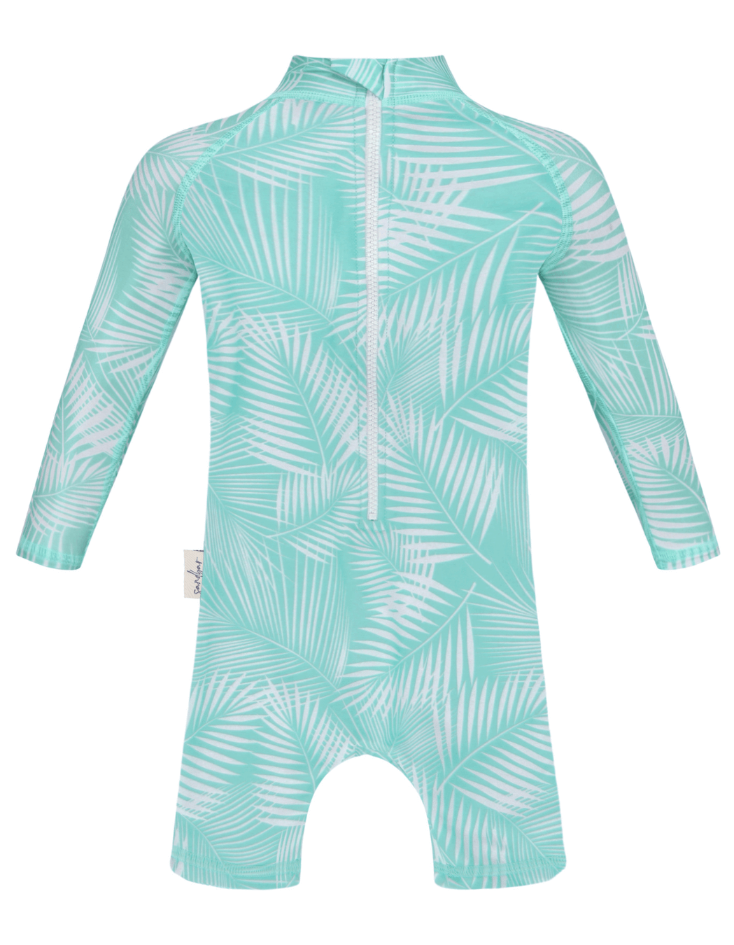 Green Fern Baby Swimsuit, additional view. Sustainable baby swimwear.