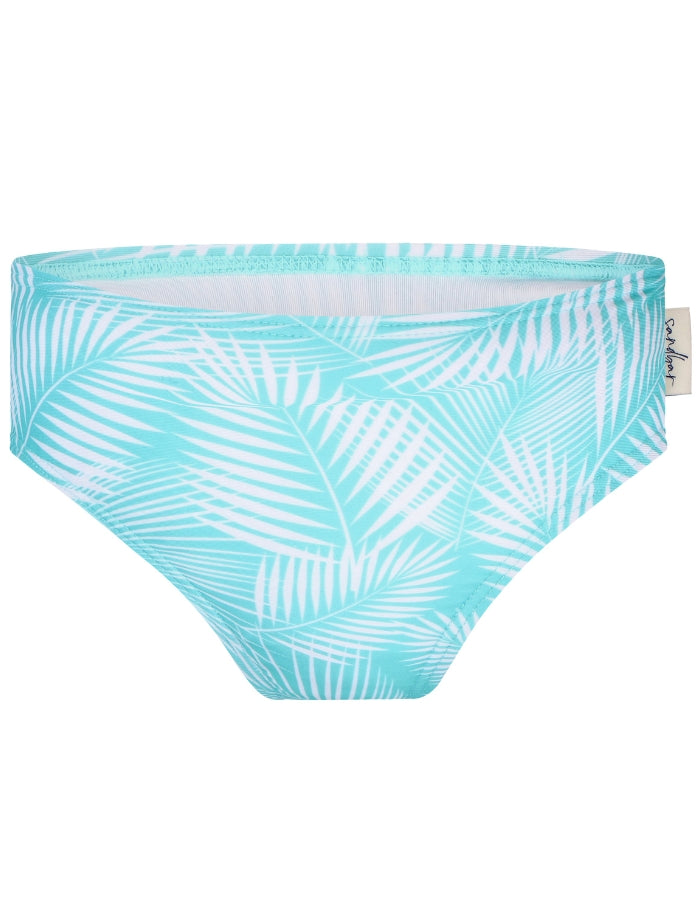 Green Fern Girls Bikini Bottoms, additional view. Sustainable girls swimwear.